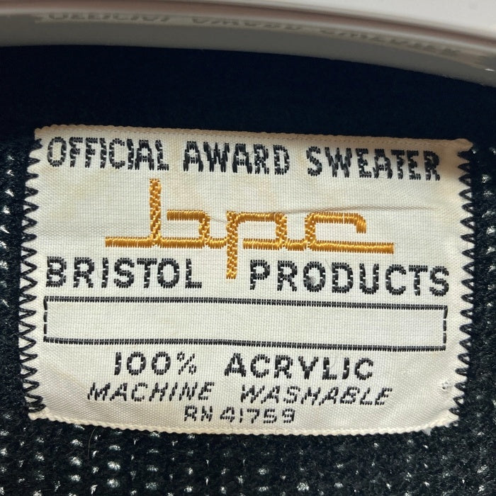 60's~ BRISTOL PRODUCTS アクリルニット レタードカーディガン ブラック Size 38 瑞穂店