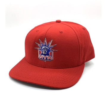 90's New Era ニューエラ NHL ニューヨーク・レンジャース スナップバック ベースボールキャップ レッド ウール USA製 Size M-L 福生店