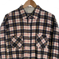 80's TOWNCRAFT タウンクラフト フランネルチェックシャツ コットン ホワイト ネイビー Size XL-R 福生店