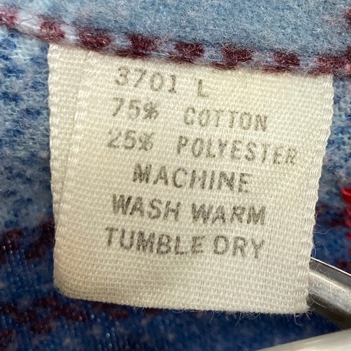 70's Sears シアーズ プリントネル チェックシャツ ブルー Size M 相当 瑞穂店