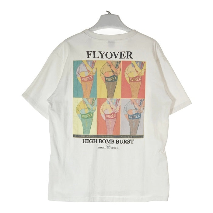 AVIREX アヴィレックス FLYOVER HIGH BOMB BURST バックプリント Tシャツ ホワイト sizeL 瑞穂店