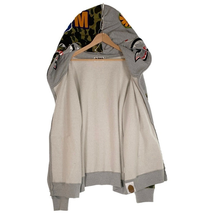 A BATHING APE アベイシングエイプ Giant Shark Full Zip Hoodie ジャイアント シャーク フルジップ スウェットパーカー グレー 001ZPG701018X Size 2XL 福生店