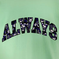 ALWAYS OUT OF STOCK オールウェイズアウトオブストック 迷彩 アーチロゴ プリントTシャツ グリーン Size XL 福生店