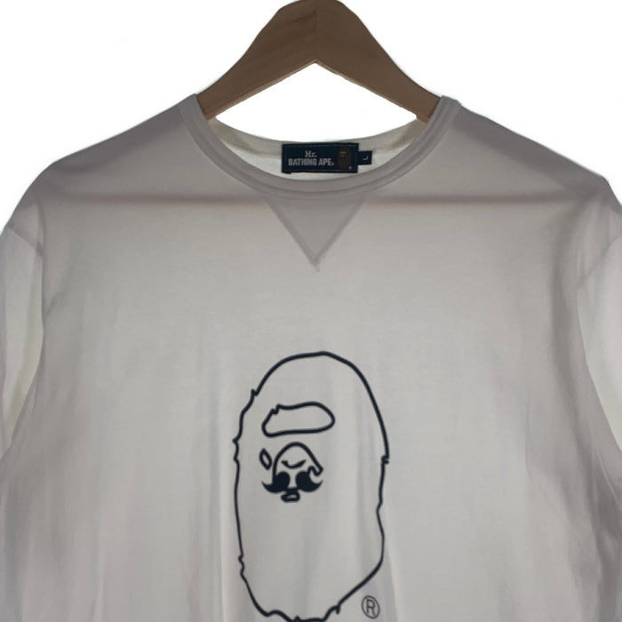 Mr.BATHING APE ミスターベイシングエイプ プリントTシャツ ホワイト 前Vガゼット 007CSF301001X Size L 福生店