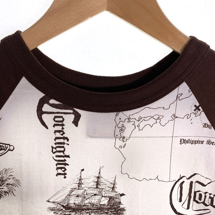 CORE FIGHTER コアファイター ラグランスリーブ マルチプリント Tシャツ ホワイト ブラウン 3 Size M 福生店