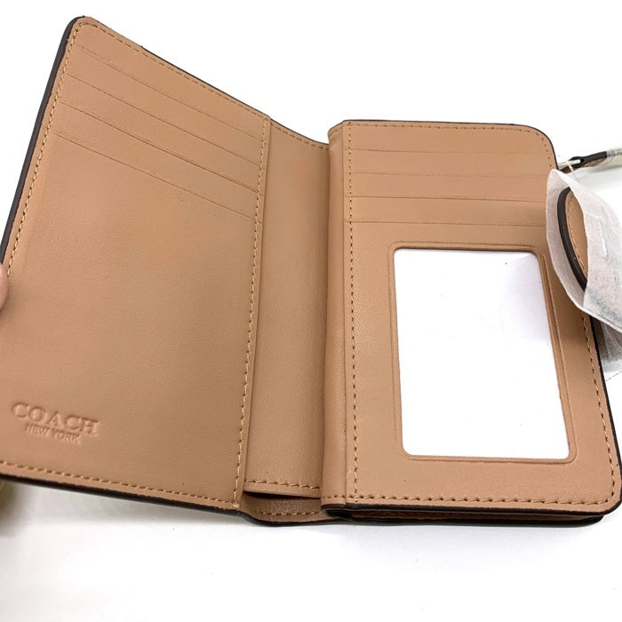 COACH コーチ CW786 ミディアム コーナー ジップ ウォレット・シグネチャー キャンバス 二つ折り財布 オフホワイト ベージュ 福生店