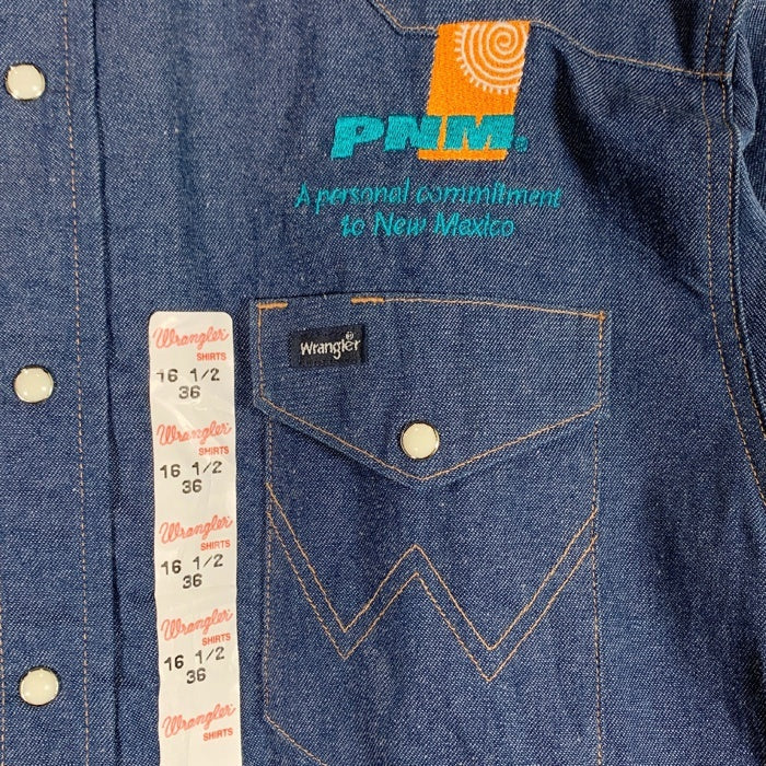 Wrangler ラングラー 70127MW デニムウエスタンシャツ インディゴ 企業刺繡 Size 16 1/2 福生店