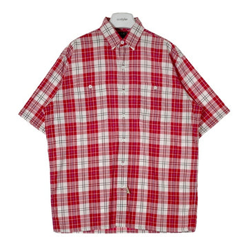 RRL ダブルアールエル 90's 三ツ星タグ ボックスカット チェック 半袖 ワークシャツ レッド sizeM 瑞穂店