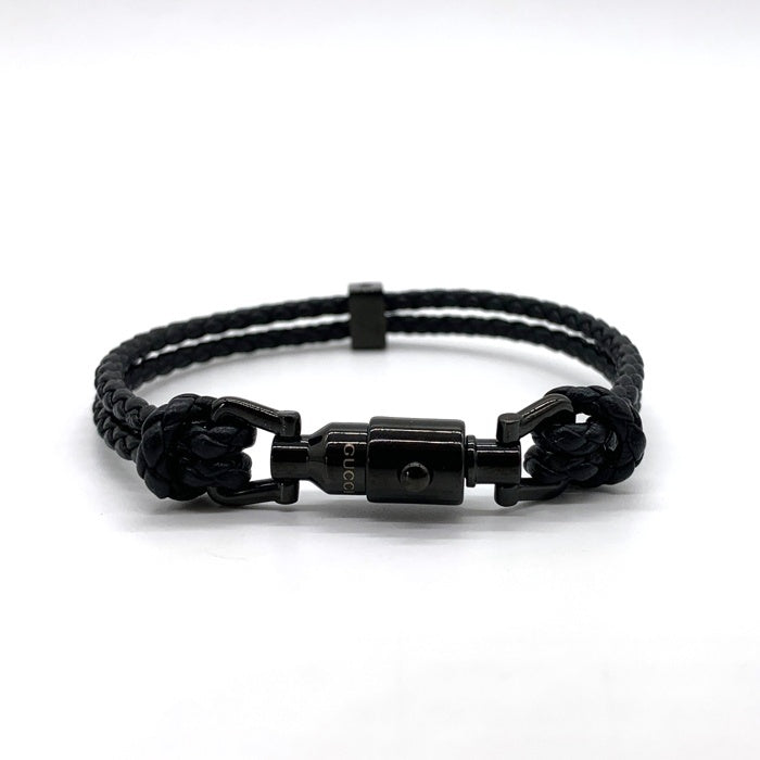 GUCCI グッチ Braided bracelet with piston detail ピストン ディテール ブレイド ブレスレット ブラック 859240 Size 全長約20cm 福生店