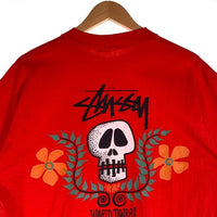 80's STUSSY ステューシー Skull Flouwer スカルフラワー 半袖 Tシャツ レッド USA製 Size XL 福生店