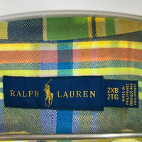 RALPH LAUREN ラルフローレン 長袖 コットン チェック ボタンダウンシャツ イエロー グリーン Size2XB 瑞穂店