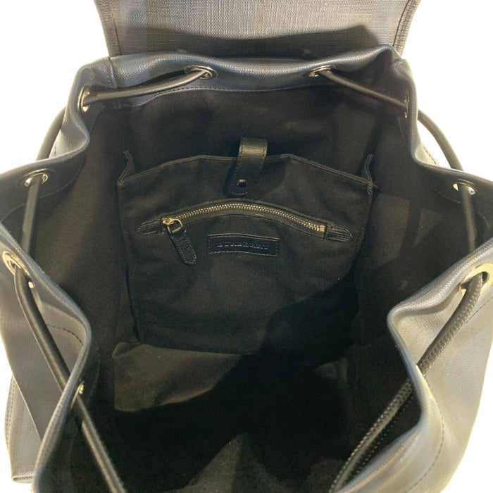 BURBERRY バーバリー PVC レザー バックパック リュック ブラックネイビーバーバリーチェック 福生店