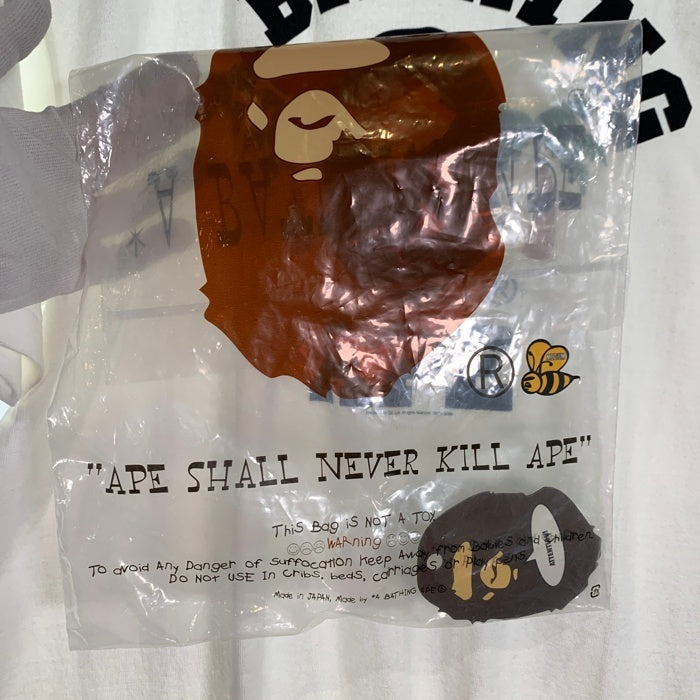 A BATHING APE アベイシングエイプ プリントTシャツ ホワイト 日本製 2008 ラインストーン Size M 福生店