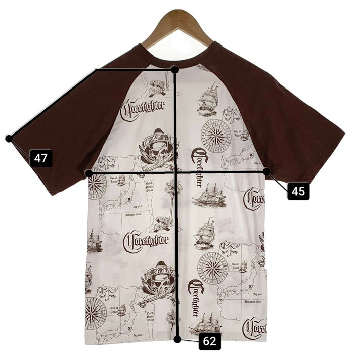 CORE FIGHTER コアファイター ラグランスリーブ マルチプリント Tシャツ ホワイト ブラウン 2 Size M 福生店