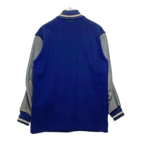 60's WHITING ホワイティング 袖レザー ウール スタジャン ロング ネイビー グレー Size 38 瑞穂店