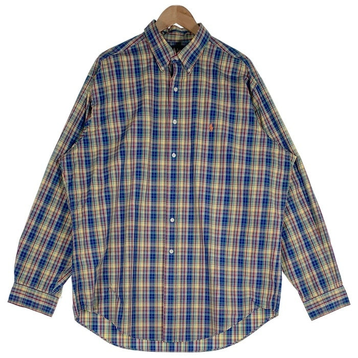 RALPH LAUREN ラルフローレン 長袖 ボタンダウンシャツ チェック イエロー ブルー Size 17/XL 福生店