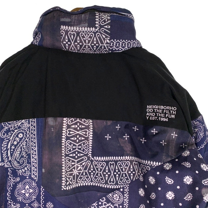 NEIGHBORHOOD ネイバーフッド 21AW BANDANA CHOPPED DOWN バンダナ柄 ダウンジャケット ネイビー 212TSNH-JKM11 Size XL 福生店