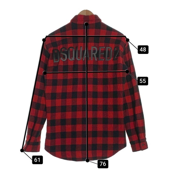 DSQUARED2 ディースクエアード Relax Dan D.B. Shirt バッファローチェックウールシャツ ボタンダウン レッド S71DM0655 S78301 Size 44 福生店
