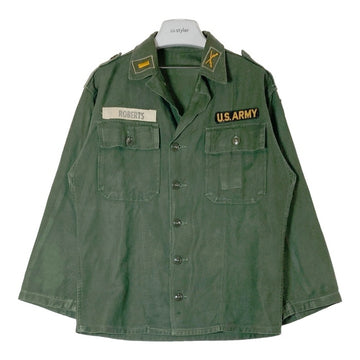 US ARMY アメリカ軍 OG107 50's~60's 1st エポレット付き コットンサテン ユーティリティシャツ オリーブ size- 瑞穂店
