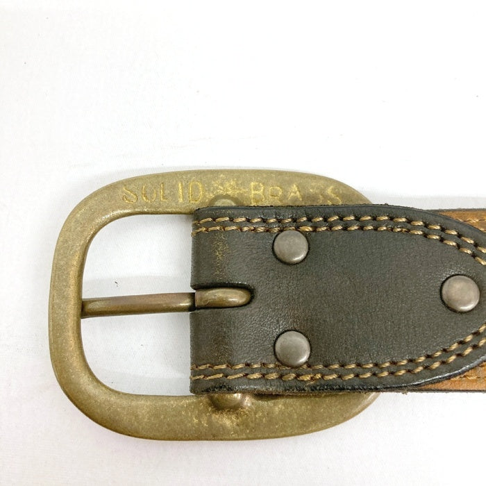 MOTO モト leather & silver moto solid brass バックル レザーベルト ブラウン size2 瑞穂店