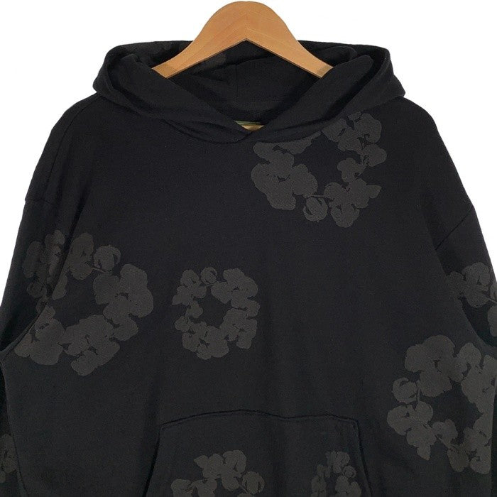 DENIM TEARS デニムティアーズ COTTON WREATH HOODIE コットンリース プルオーバースウェットパーカー ブラック フラワーブラック Size L 福生店