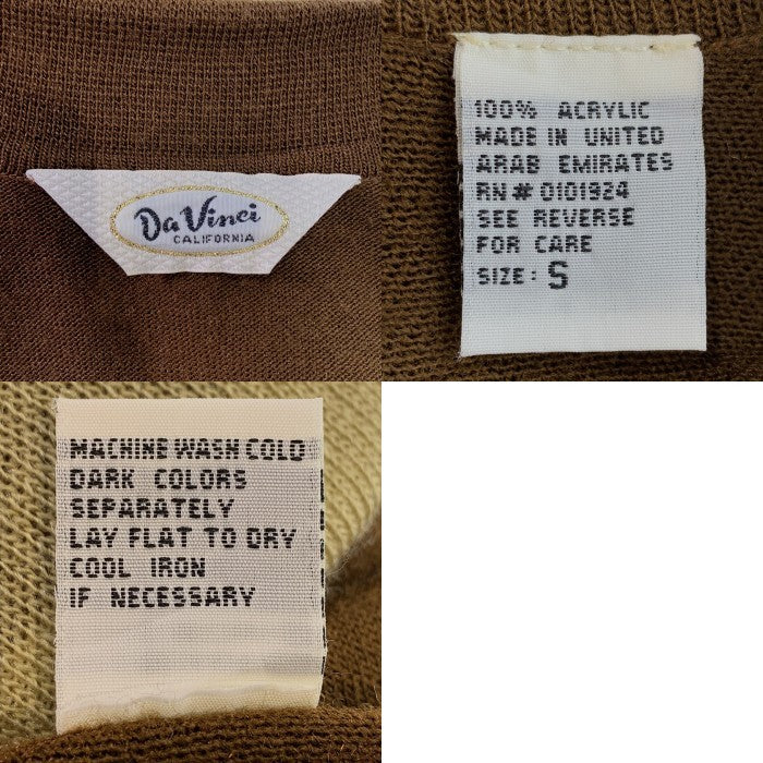 70'sDa Vinci ダヴィンチ アクリルニット 半袖シャツ ブラウン Size S 福生店