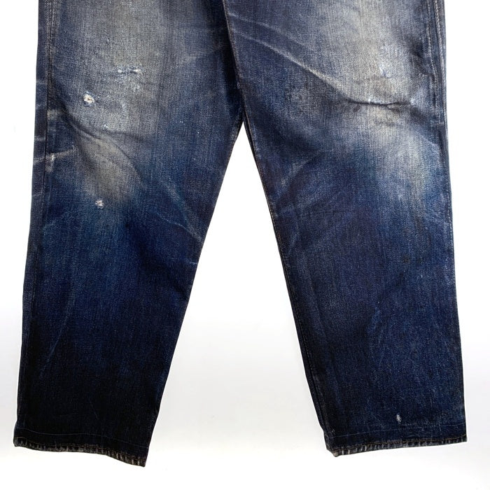 US アス三茶 転写デニムFake Vintage Denim インディゴ US アス Fake Vintage Denim Easy Pants フェイクヴィンテージデニム