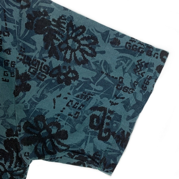 80-90's JIMMY'Z ジミーズ コットン リネン 総柄プリント ハワイアンシャツ アロハ ブルー USA製 Size M 福生店
