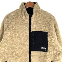 STUSSY ステューシー 8 Ball Sherpa Jacket エイトボール シェルパフリースジャケット ボア リバーシブル ナチュラル ブラック 118498 Size M 福生店