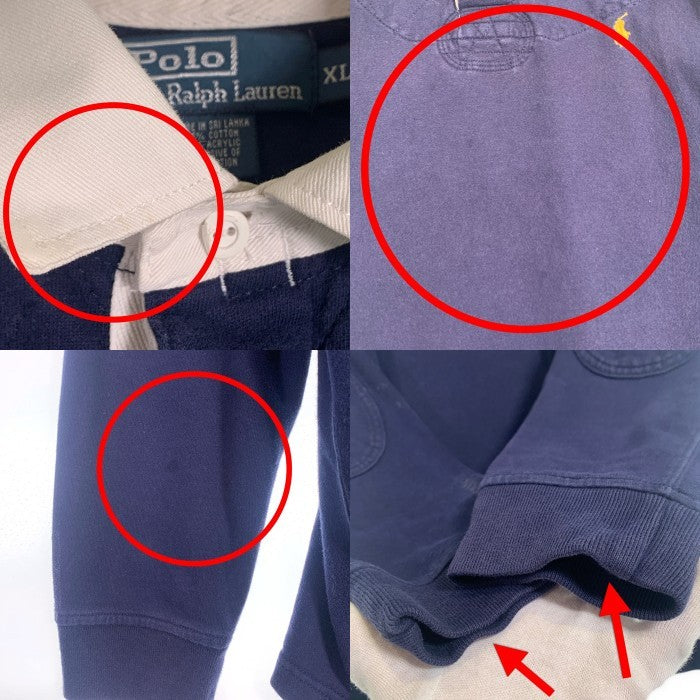 Polo By Ralph Lauren ポロ バイ ラルフローレン 長袖 ラグビーシャツ ネイビー Size XL 福生店