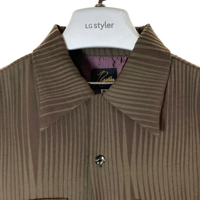 Needles ニードルズ S/S Classic Shirt -R/N Wave Stripe Jq. クラシックシャツ 開襟 半袖 ジャカード ブラウン MR147 Size M 瑞穂店