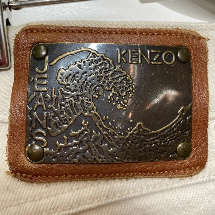KENZO JEANS ケンゾージーンズ 北斎タグ メタルパッチ ボタンフライ デニムパンツ 生成り size79cm-① 瑞穂店