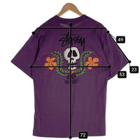 80's STUSSY ステューシー Skull Flouwer スカルフラワー 半袖 Tシャツ USA製 パープル Size L 福生店