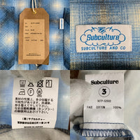 SUBCULTURE サブカルチャー COTTON PRINT SHIRT 長袖 コットン プリント シャツ ブルー Size 3 福生店