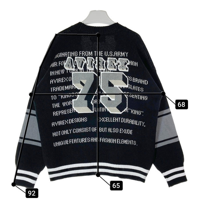 AVIREX アヴィレックス 22A-KNL002-AX VARSITY CARDIGAN バーシティカーディガン ブラック sizeM 瑞穂店