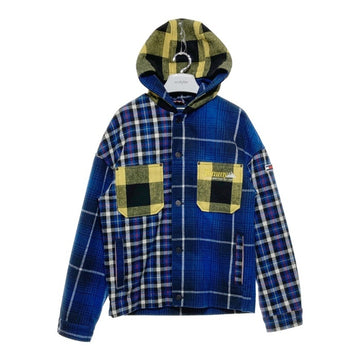 TOMMY JEANS トミージーンズ MIX PLAID JACKET チェック柄 フード付きボタンジャケット ブルー sizeS 瑞穂店