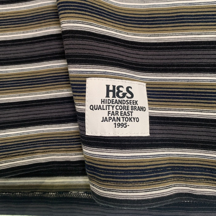 Hide and Seek ハイドアンドシーク 26SS Border S/S Tee ボーダーショートスリーブTシャツ グレー グリーン HT-040926 Size XL 福生店