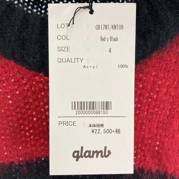 glamb グラム Terence border knit テレンズボーダーニットセーター レッド ブラック アクリル GB17WT/KNT09 Size 4 瑞穂店
