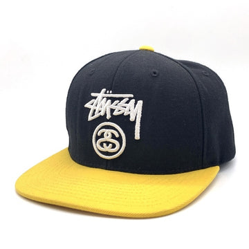 STUSSY ステューシー 14AW Stock Lock 2 Tone Snapback Cap ストック SSリンクロゴ 刺繡 2トーン スナップバックキャップ ブラック イエロー 131348 福生店