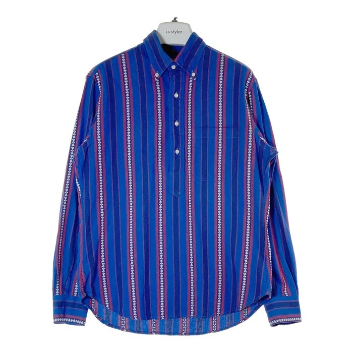 GITMAN BROTHERS ギットマンブラザーズ USA製 ストライプ プルオーバー 長袖シャツ ブルー sizeM 瑞穂店