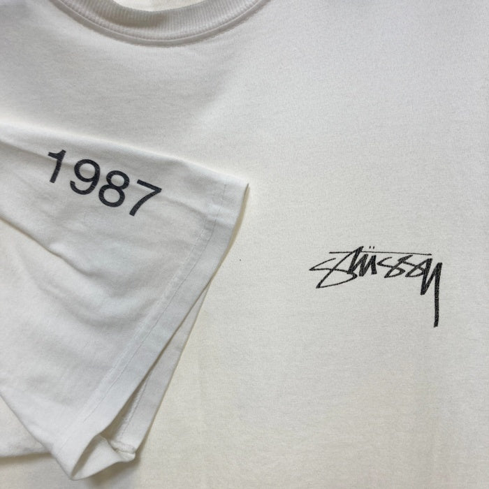 STUSSY ステューシー SKATE TOUGH YOU LITTLE BOY バックフォトプリントTシャツ ホワイト Size M 瑞穂店