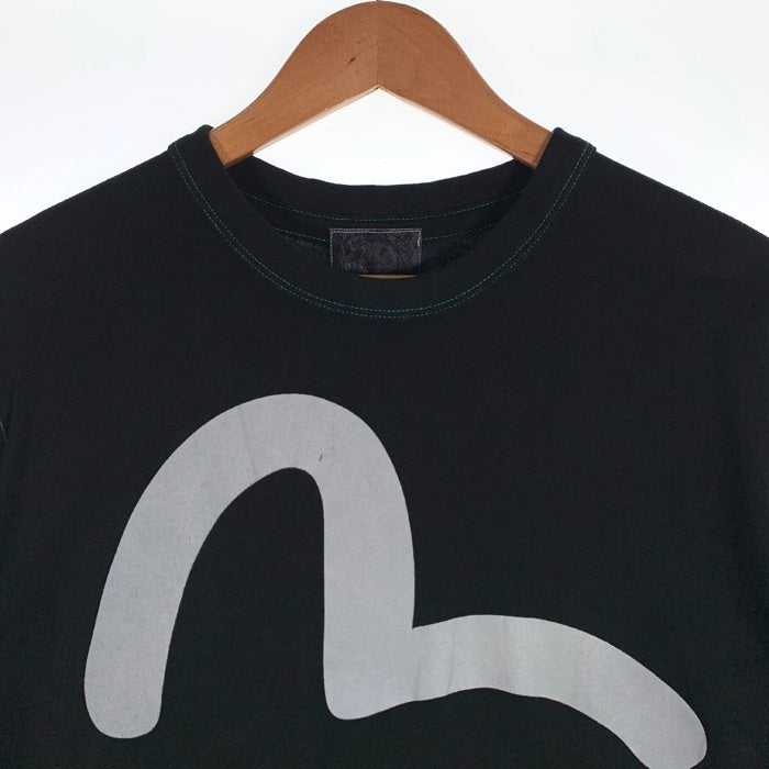 EVISU エヴィス カモメプリント Tシャツ ブラック ステッチグリーン Size 38 福生店