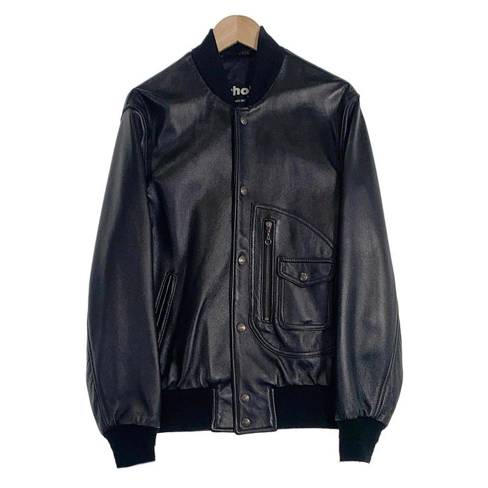 Schott ショット Leather Varsity Jacket  羊革 レザー ヴァーシティー ジャケット ブラック 7571 USA製 Size 38 福生店