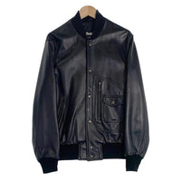 Schott ショット Leather Varsity Jacket  羊革 レザー ヴァーシティー ジャケット ブラック 7571 USA製 Size 38 福生店