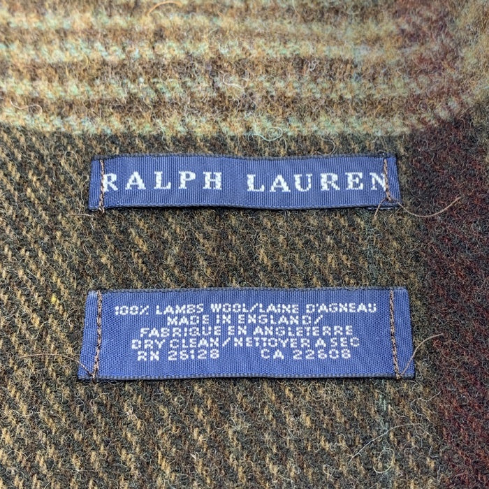 RALPH LAUREN ラルフローレン ラムウール マフラー チェック柄 ブラウン イングランド製 福生店