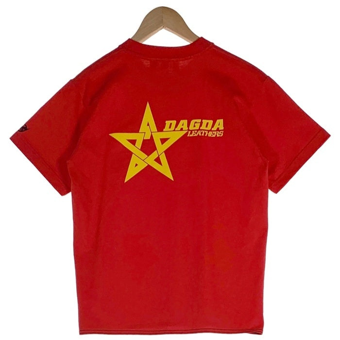 Dagda Leathers ダグダレザーズ プリントTシャツ 袖刺繡 レッド 旧マッコイ 滝沢氏 Size S 福生店