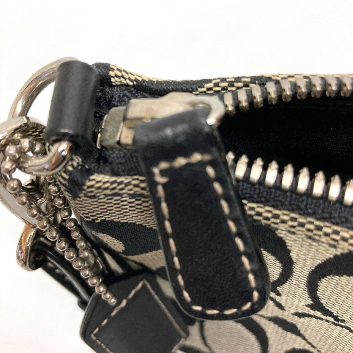COACH コーチ 6094 アクセサリーポーチ シグネチャー キャンバス×レザー ブラック 瑞穂店