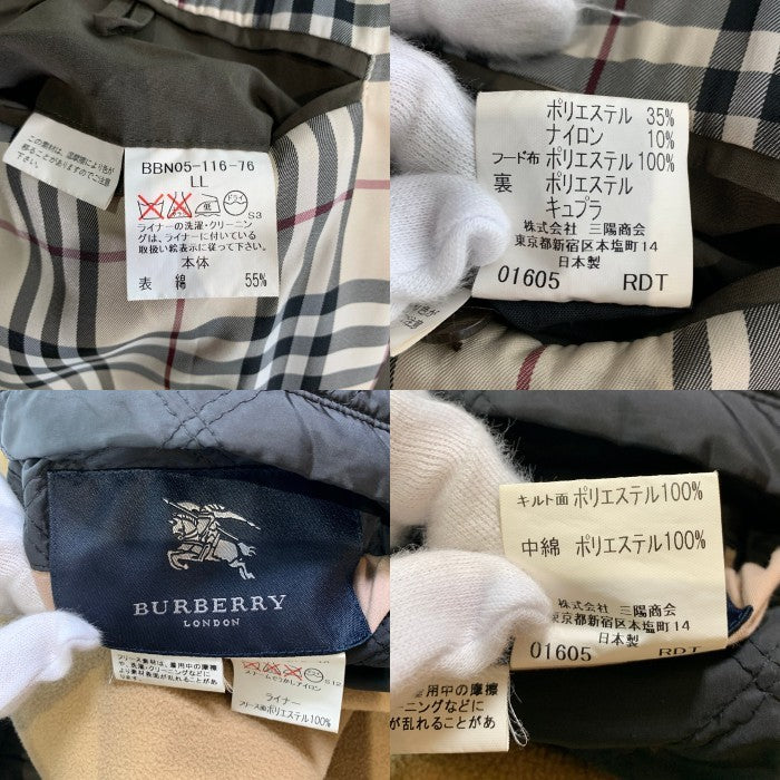 BURBERRY LONDON バーバリーロンドン コットン ポリエステル ハーフコート カーキ キルティングライナー付 BBN05-116-76 Size LL 福生店