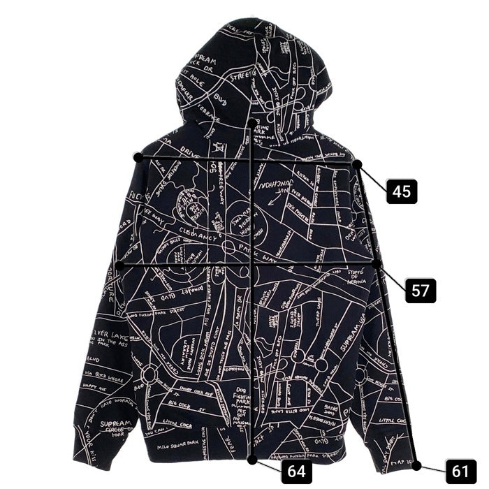 SUPREME シュプリーム 19SS Gonz Embroidered Map Hooded ゴンズ エンブロイダードマップ プルオーバースウェットパーカー ブラック Size S 福生店