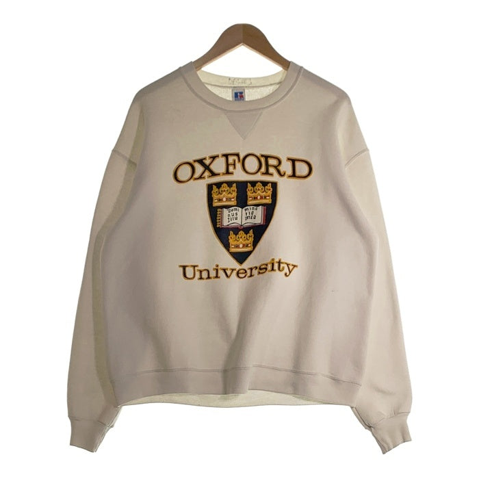 90's RUSSELL ATHLETIC ラッセル アスレチックス OXFORD University オックスフォード ユニバーシティー クルーネック スウェット ホワイト USA製 Size XL 福生店